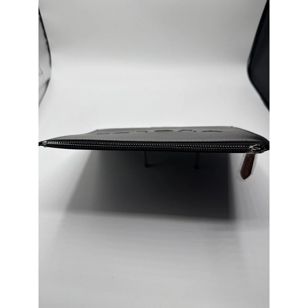Mugler Black Faux Leather Embossed Logo Zip Top Clutch Bag Accessory